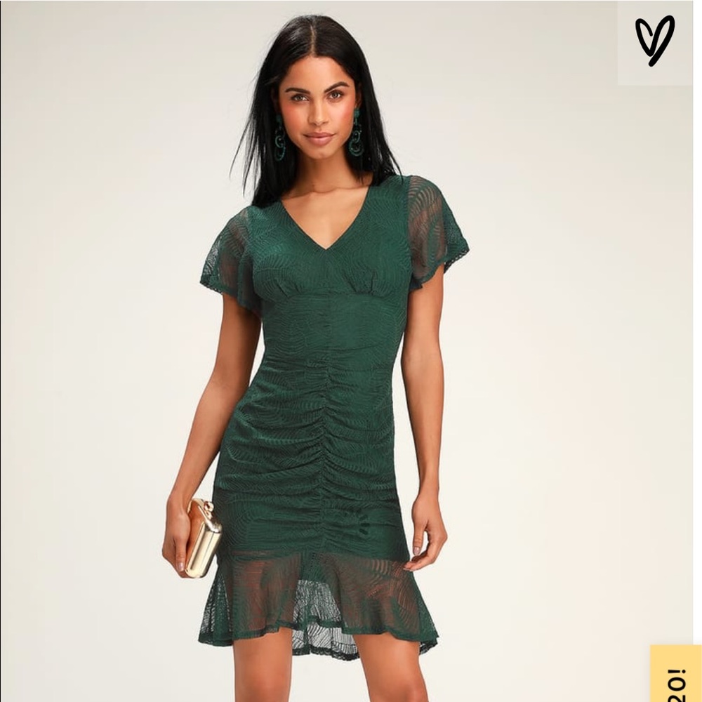 LuLu’s Green Lace Overlay Dress size Small